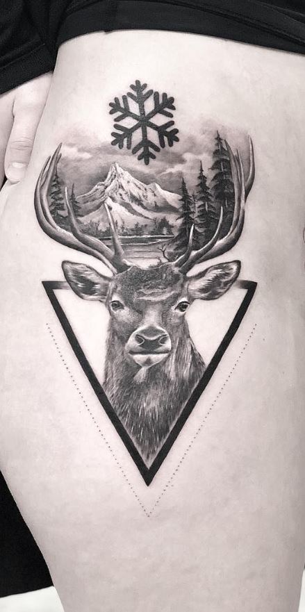 Geometric Deer Tattoo