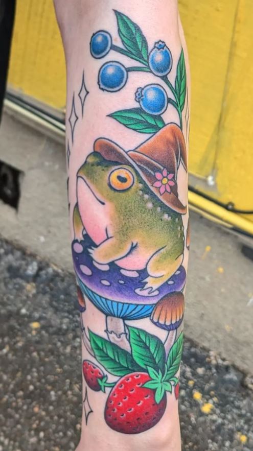 Frog With Wizard Hat Tattoo