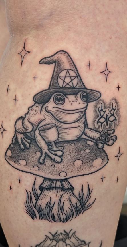 Frog With Wizard Hat Tattoo