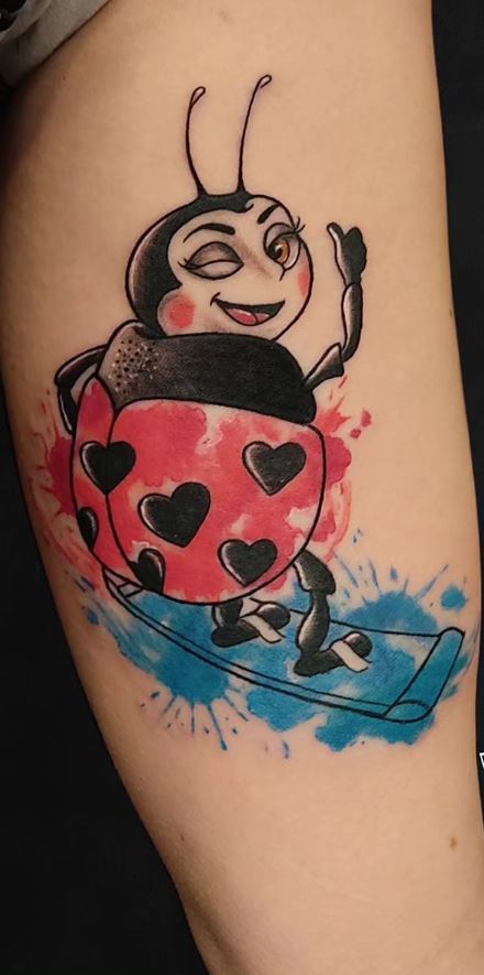 Cartoon Ladybug Tattoo