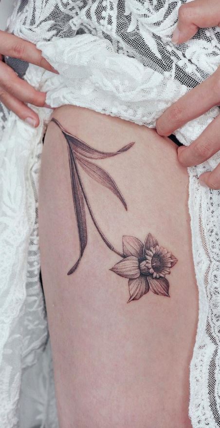 Single Narcissus Flower Tattoo
