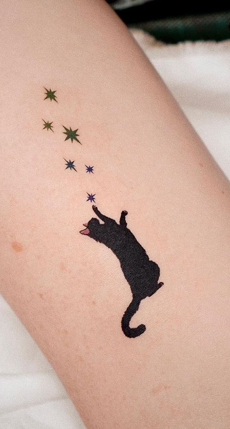 Black Cat Tattoos with stars