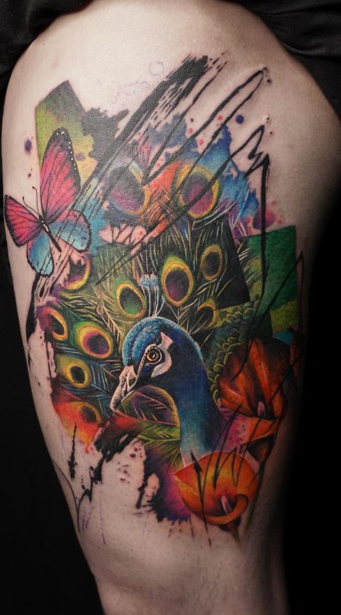 Realistic Peacock Tattoo