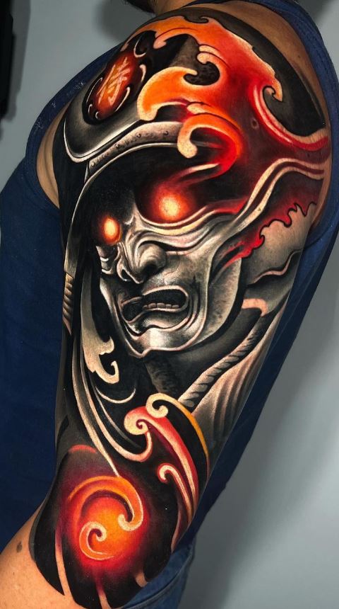 half sleeve warrior tattoo