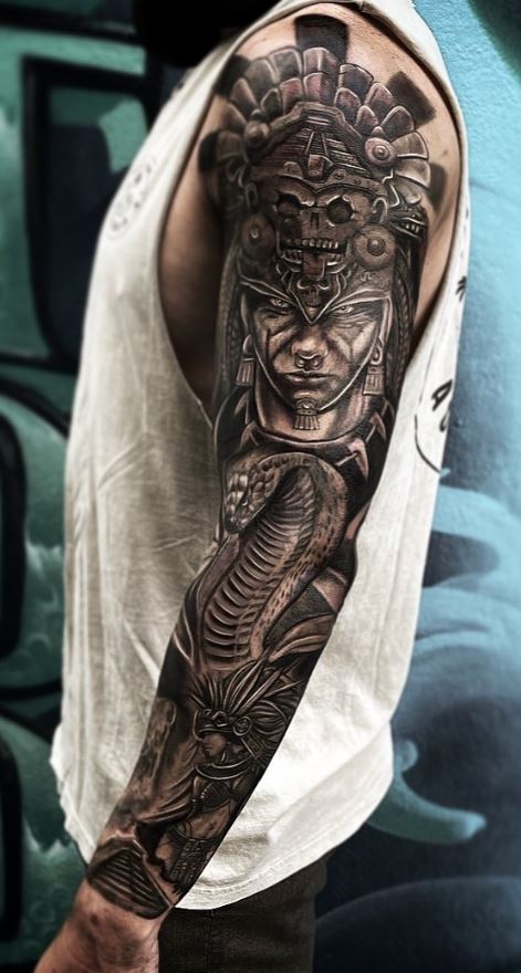 full sleeve warrior tattoo